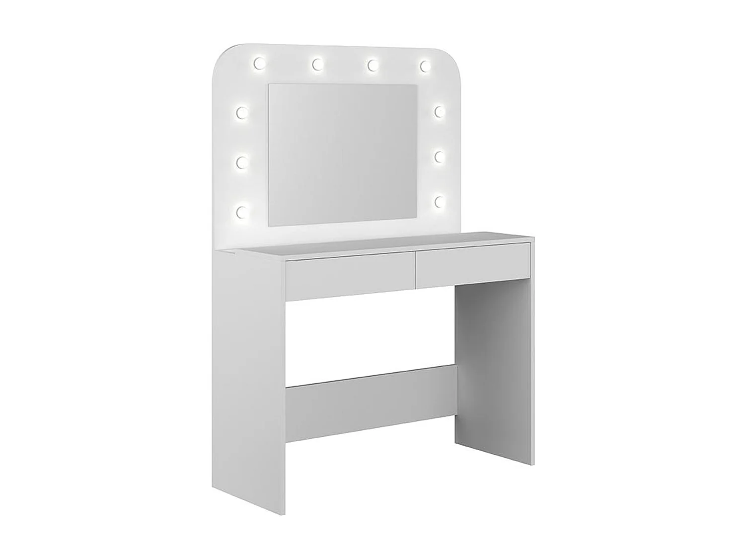 Tocador JOSEPHINE - Espejo con luces LED y compartimentos - Blanco