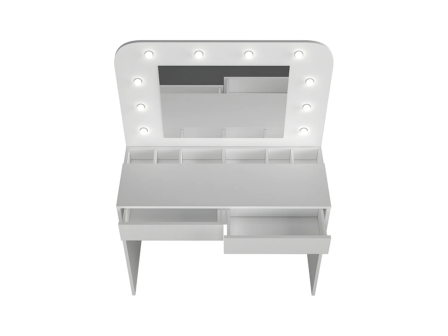 Toaletka JOSEPHINE – lustro z oświetleniem LED i miejsce do przechowywania – kolor biały