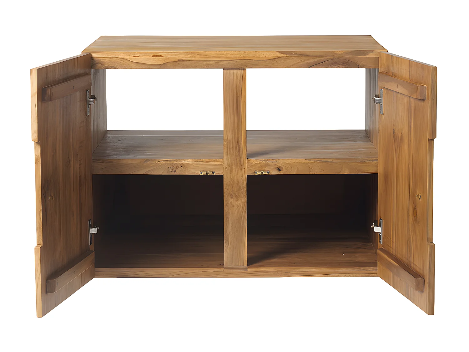 Meuble sous vasque suspendu en teck clair - 80 cm - SAWAN