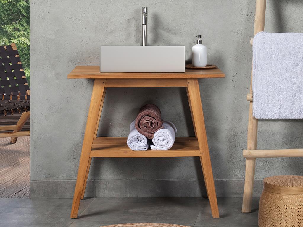 Waschbeckenunterschrank - Teakholz - 80 cm - BOBOTSARI günstig online kaufen