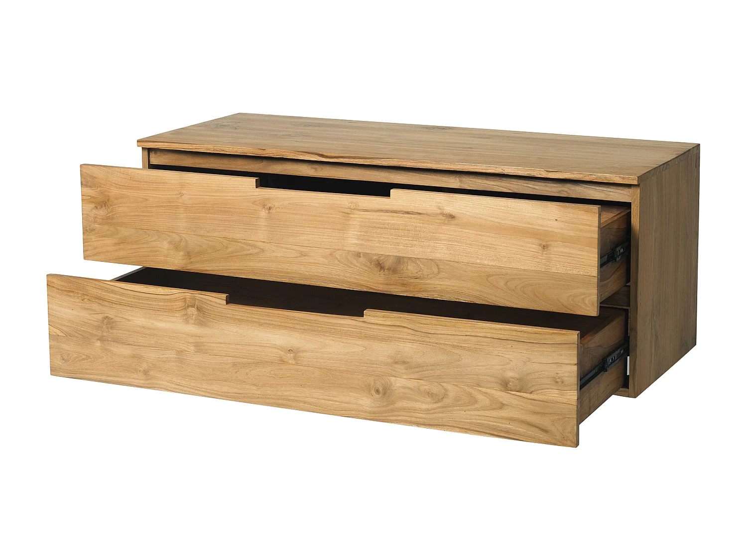 Tvättställsskåp väggmonterad ljus teak 2 lådor 115 cm BIMBING