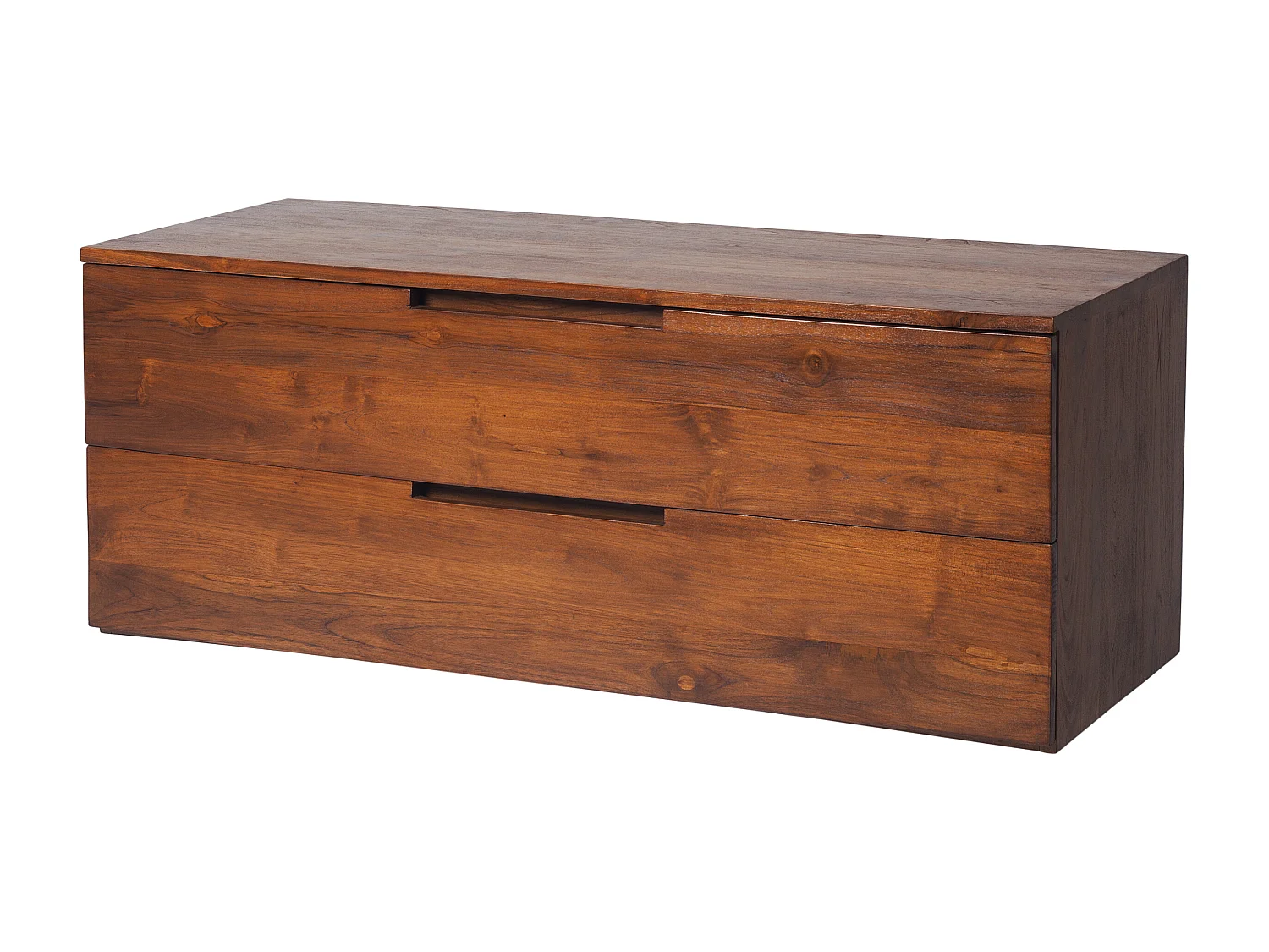 Upphängt tvättställsskåp i mörk teak - 2 lådor - 115 cm - BIMBING