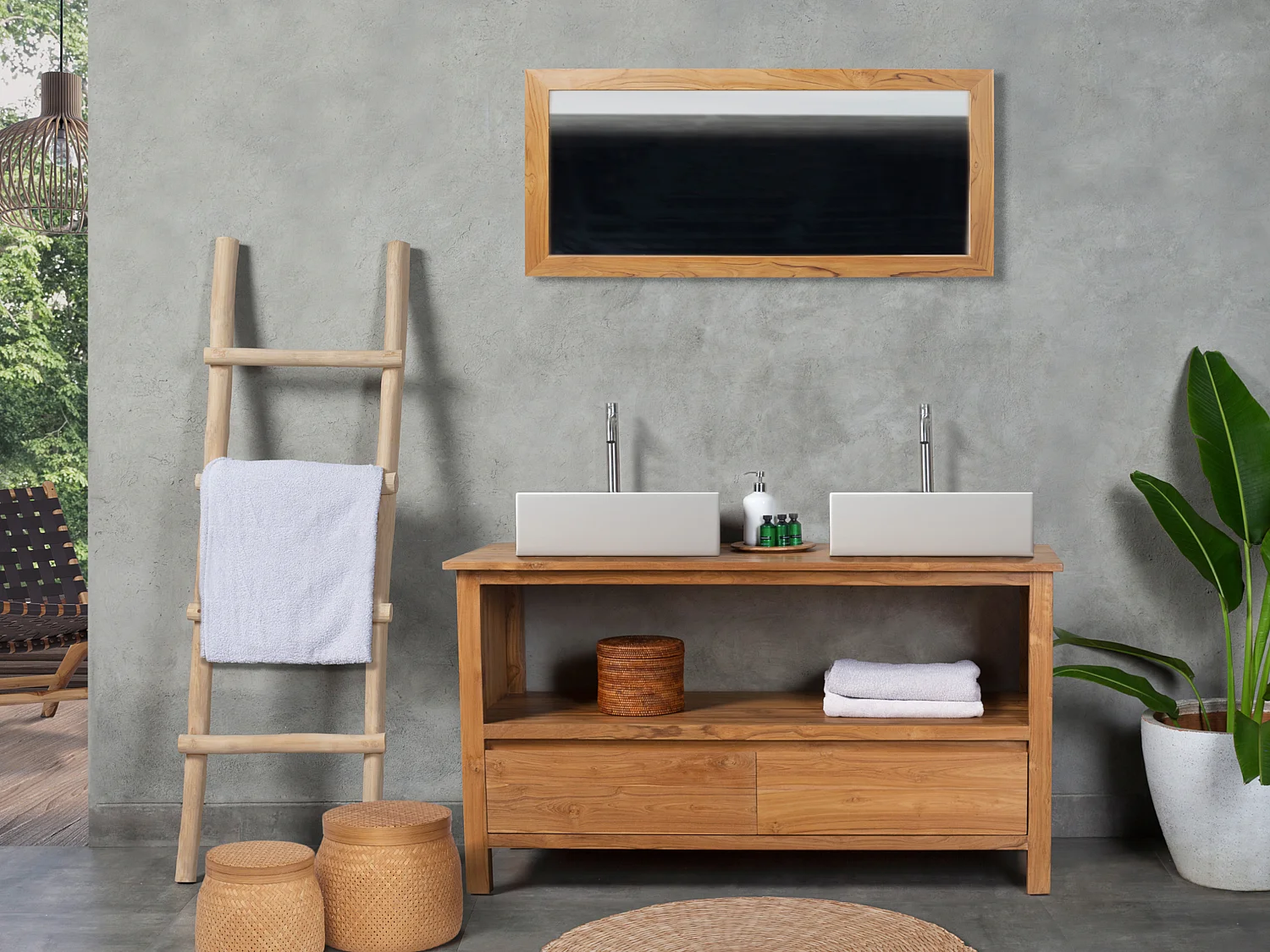 Waschbeckenunterschrank - Teakholz - 135 cm - KETAPANG