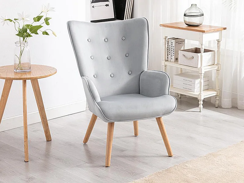 Fauteuil van velours VATELY - Grijs