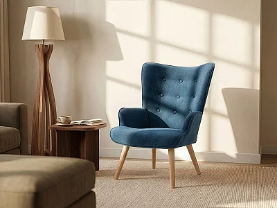 Sillón de tela azul VATELY