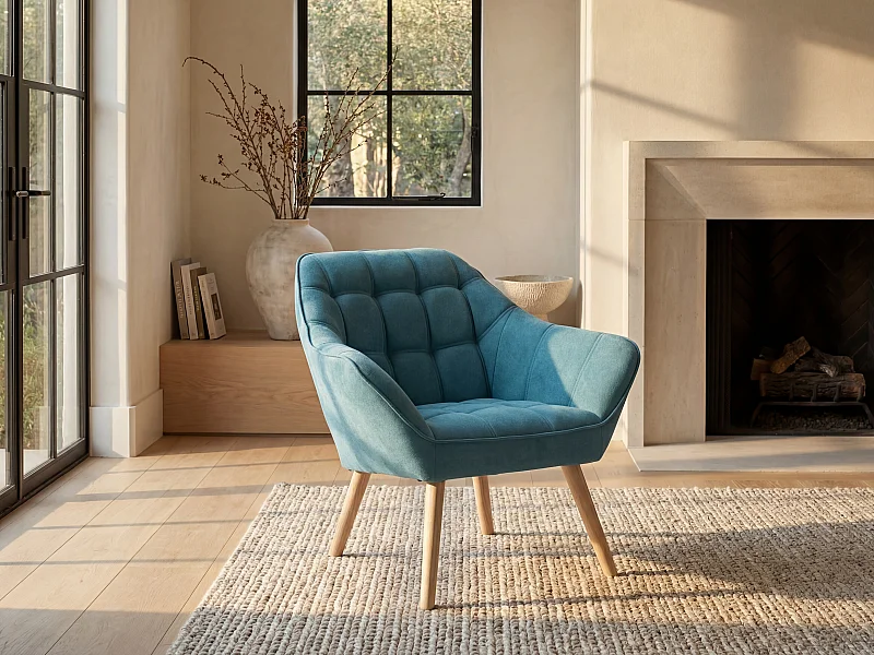 Fauteuil en tissu bleu CASERTA