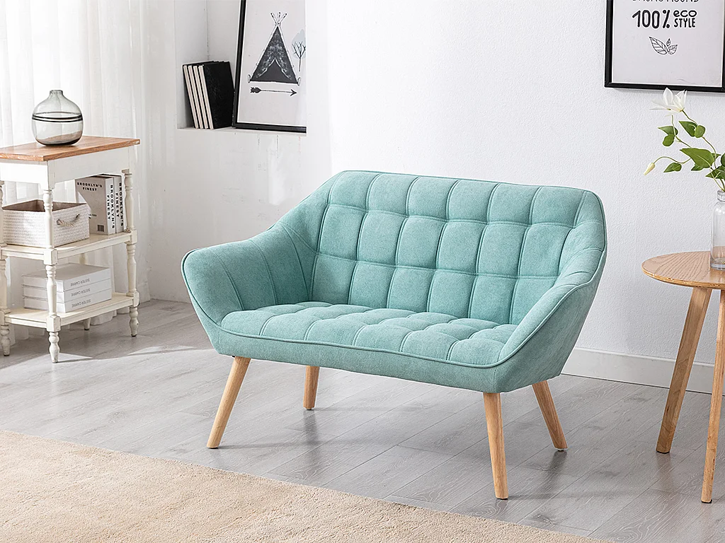 Sofa 2-Sitzer - Stoff - Hellgrün - CASERTA
