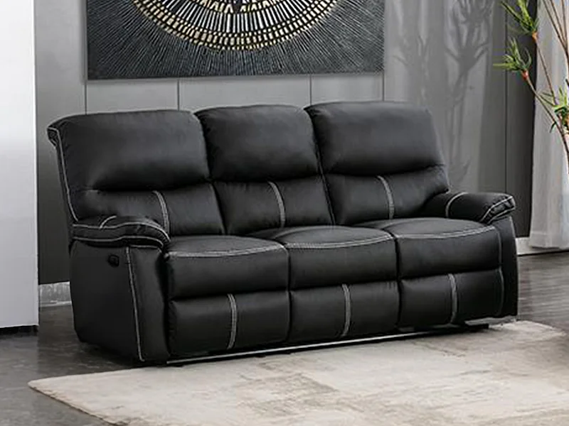 Driezits relaxbank CANBY - Kunstleer - Zwart