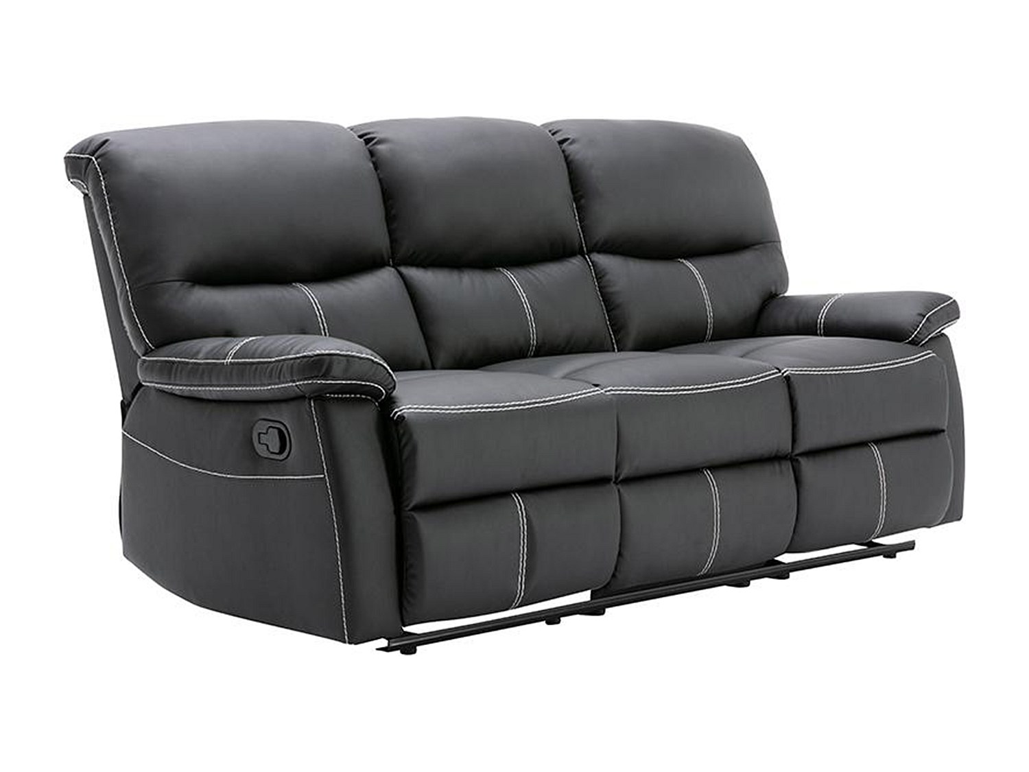 Relaxsofa 3-Sitzer - Kunstleder - Schwarz - CANBY günstig online kaufen