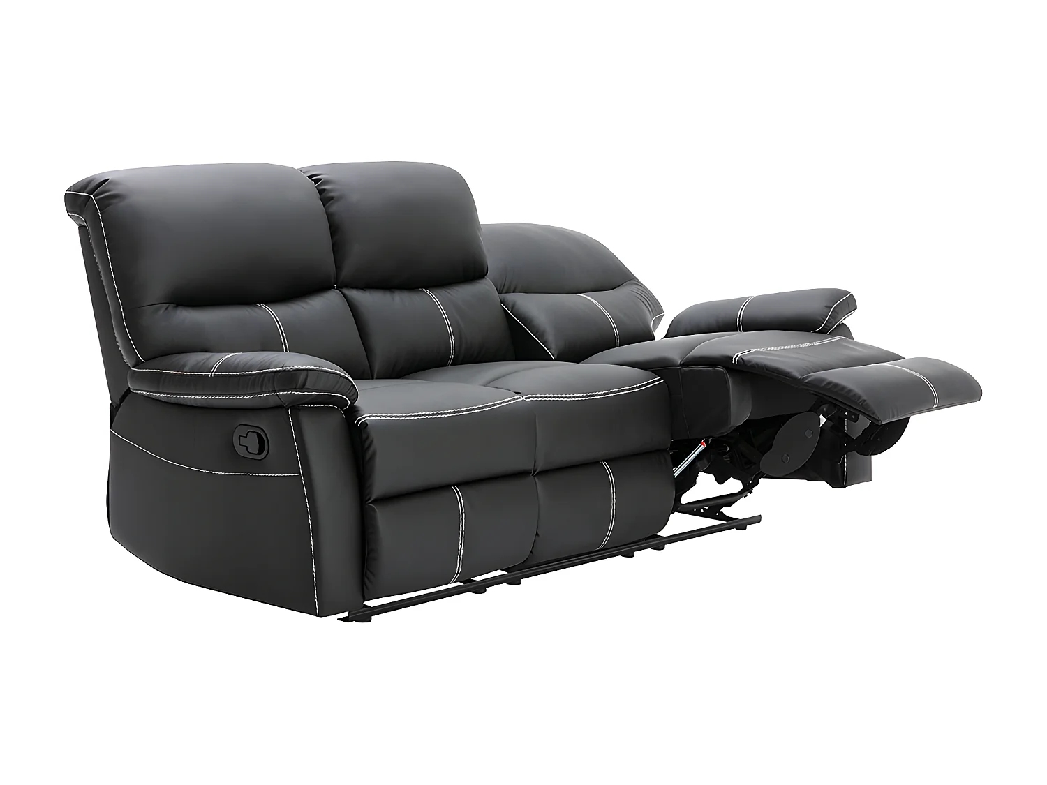 Divano 3 posti relax in Similpelle Nero - CANBY