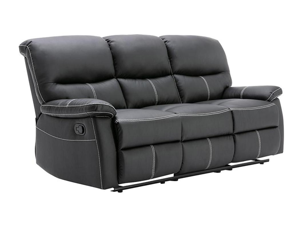 Driezits relaxbank CANBY - Kunstleer - Zwart