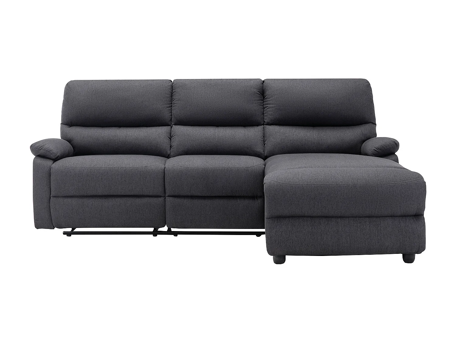 Canapé d'angle droit relax électrique en tissu gris anthracite LUNANO