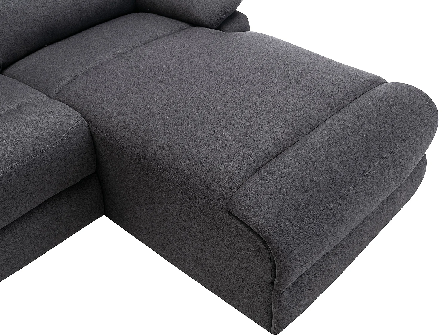 Canapé d'angle droit relax électrique en tissu gris anthracite LUNANO