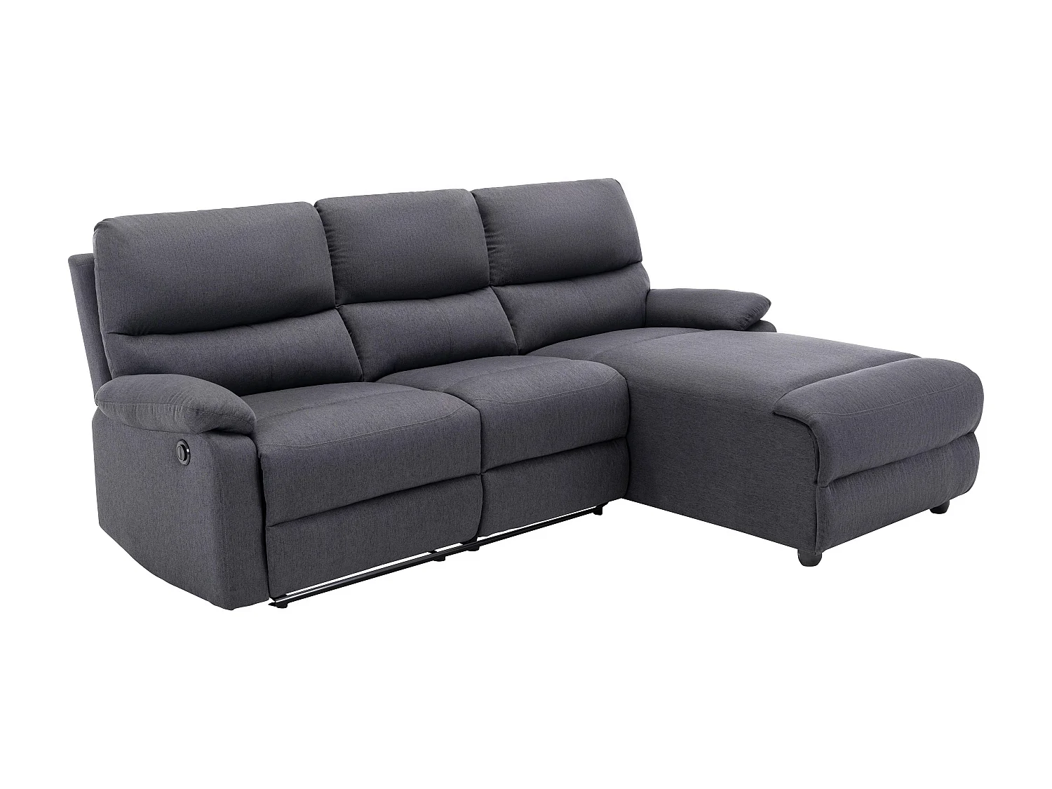 Canapé d'angle droit relax électrique en tissu gris anthracite LUNANO