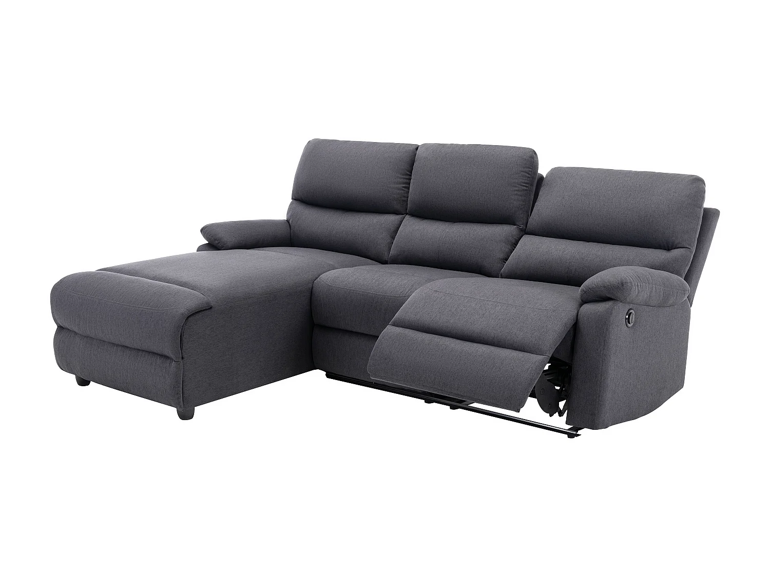 Divano angolare relax elettrico in Tessuto Antracite - Angolo a sinistra - LUNANO
