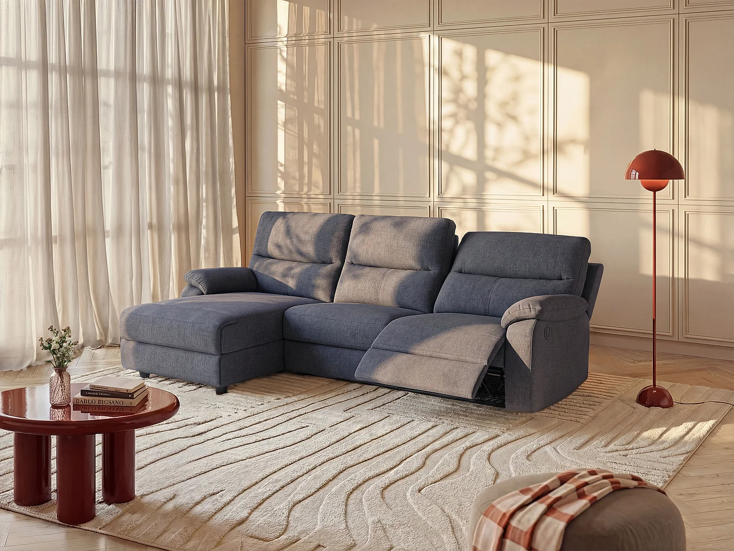 Ecksofa Relaxsofa elektrisch - Stoff - Ecke Links - Anthrazit - LUNANO