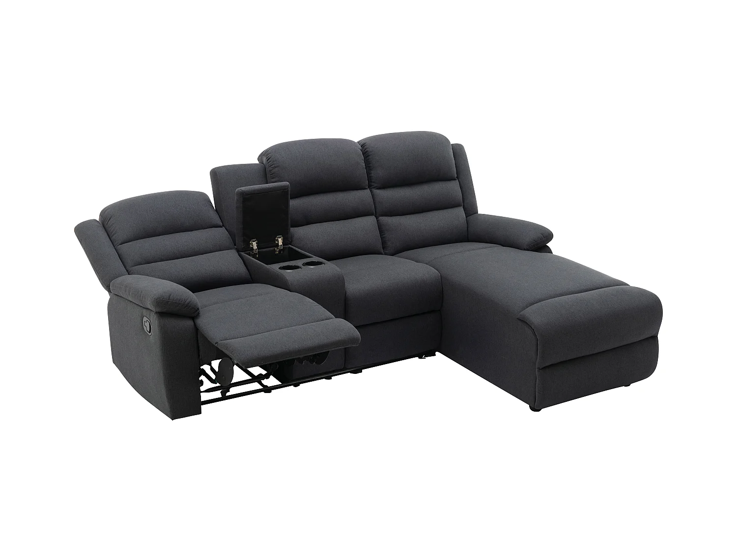 Canapé d'angle droit relax en tissu anthracite MACEDONIA