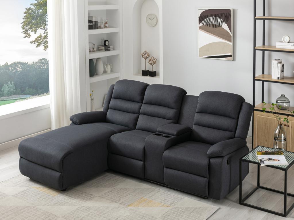 Canapé d'angle gauche relax en tissu anthracite MACEDONIA