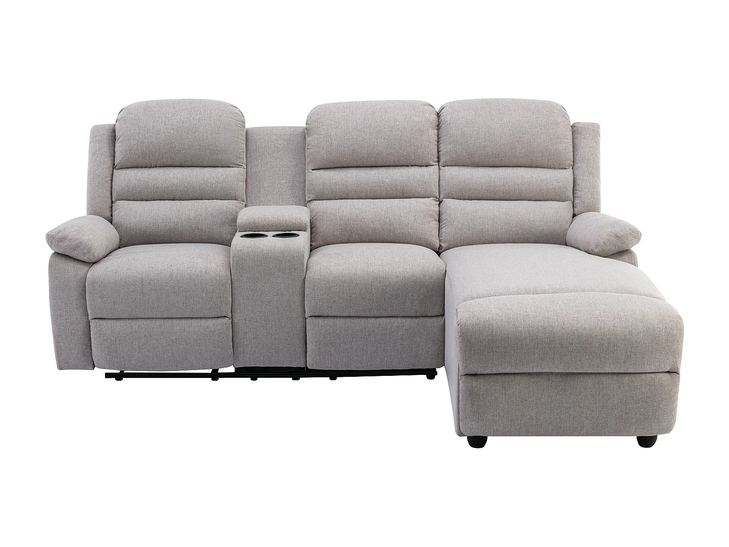 Canapé d'angle droit relax en tissu beige MACEDONIA