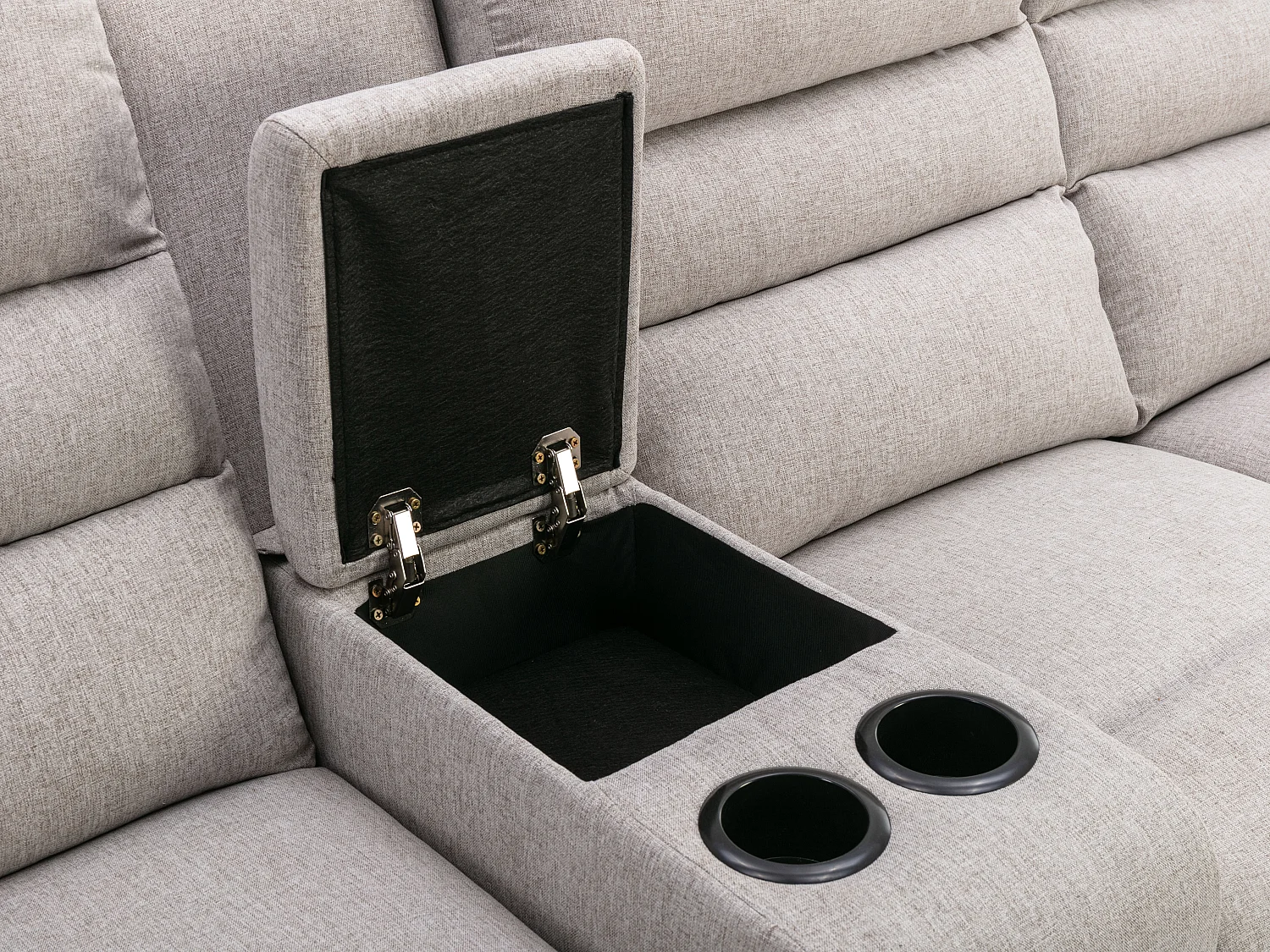 Canapé d'angle droit relax en tissu beige MACEDONIA