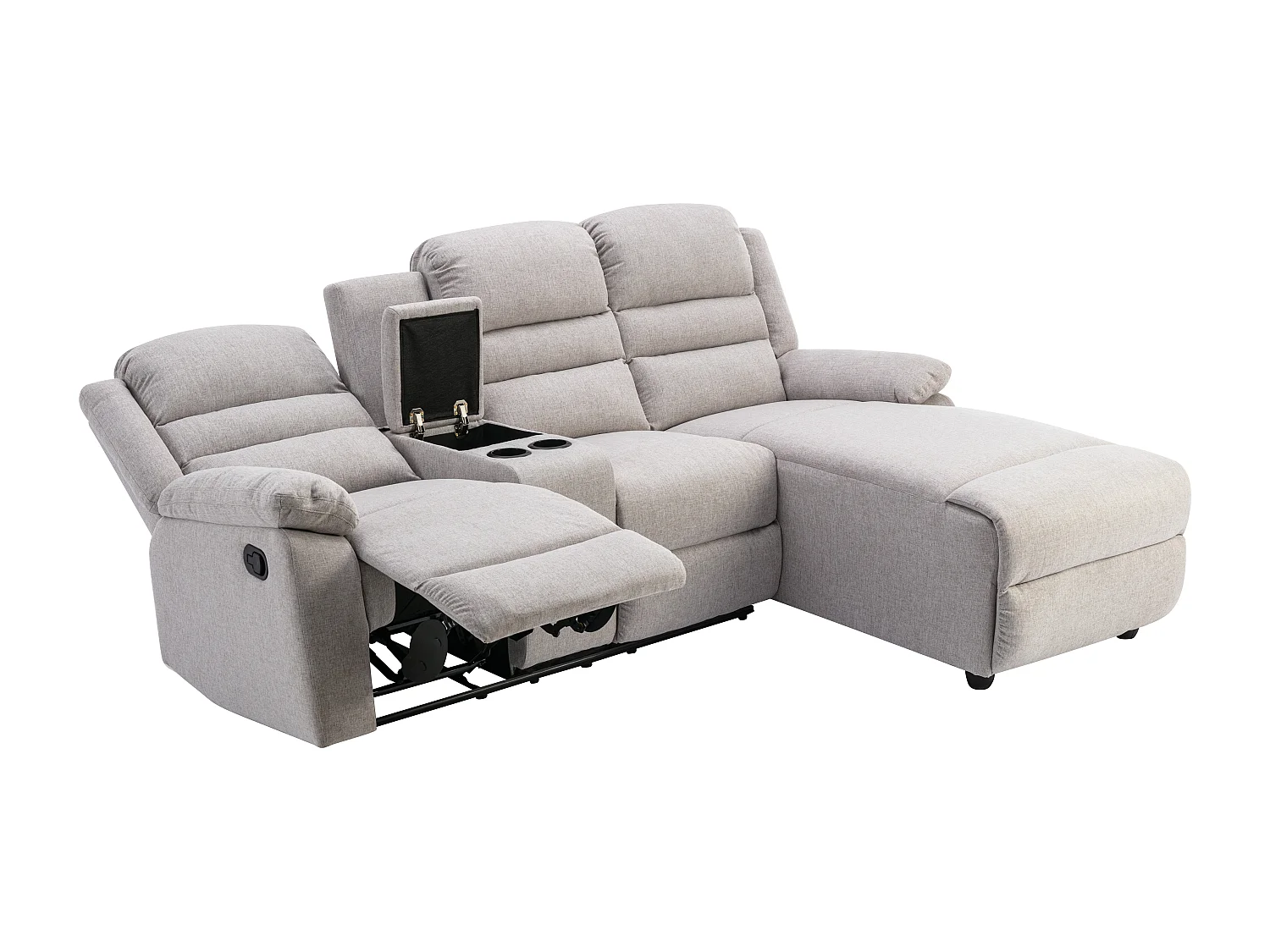 Canapé d'angle droit relax en tissu beige MACEDONIA