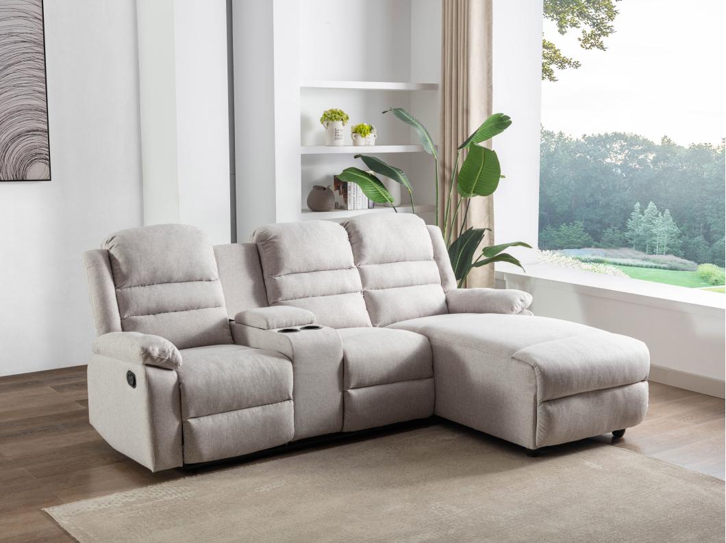 Ecksofa Relaxsofa - Ecke Rechts - Stoff - Beige - MACEDONIA