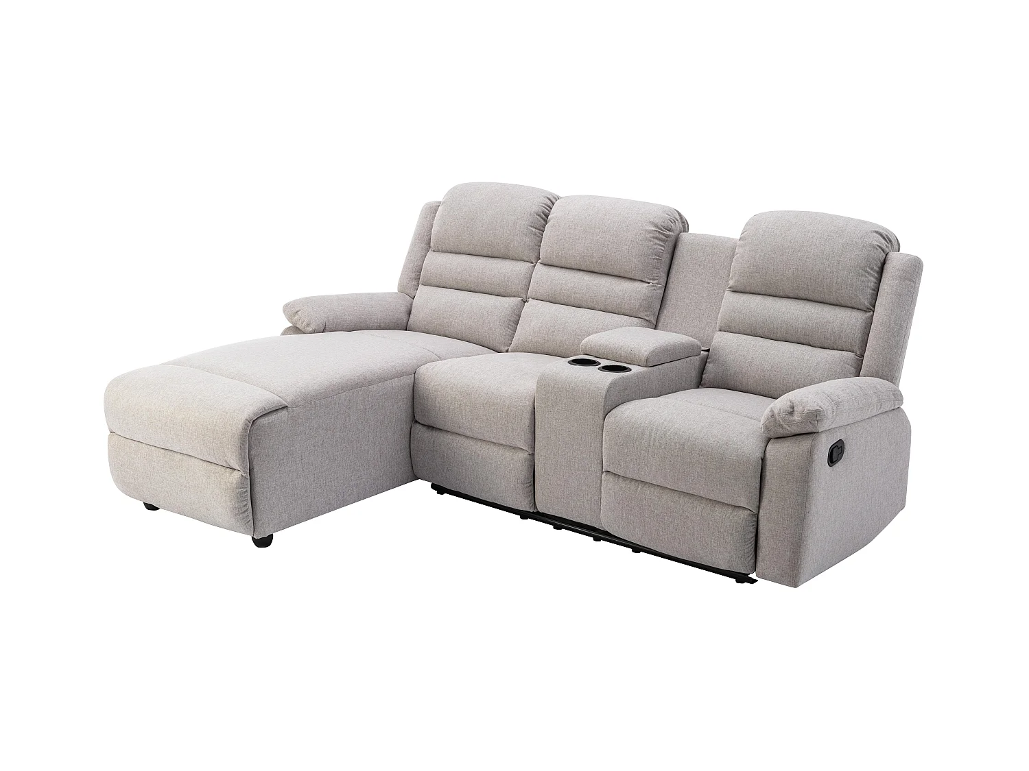 Canapé d'angle gauche relax en tissu beige MACEDONIA