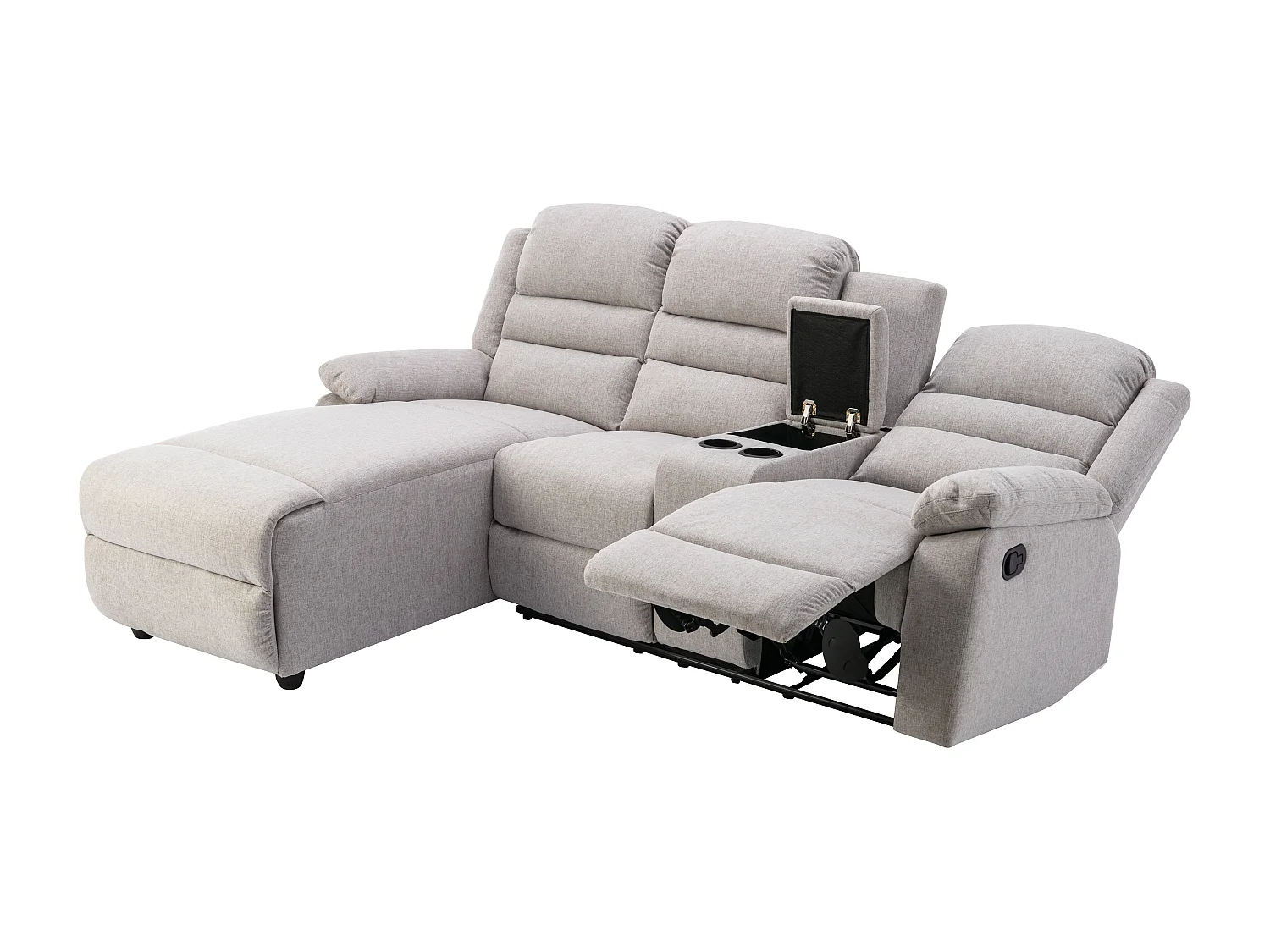 Canapé d'angle gauche relax en tissu beige MACEDONIA