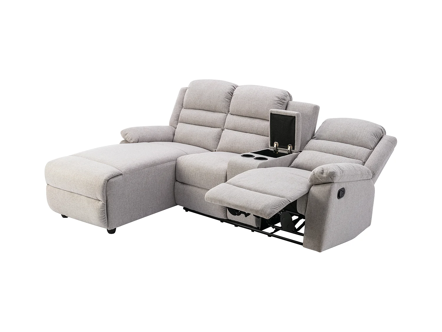 Canapé d'angle gauche relax en tissu beige MACEDONIA