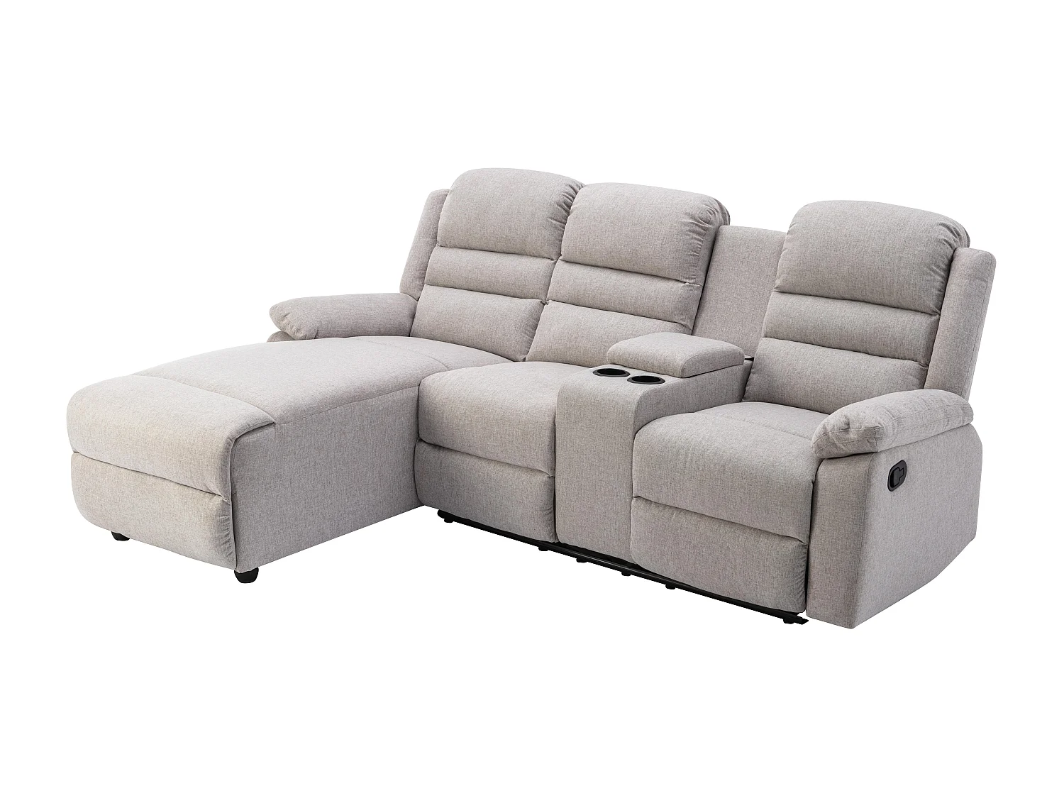 Canapé d'angle gauche relax en tissu beige MACEDONIA