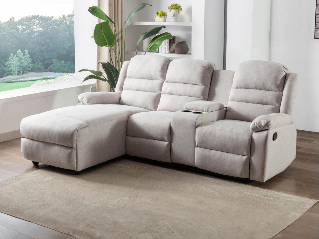 Ecksofa Relaxsofa - Ecke Links - Stoff - Beige - MACEDONIA