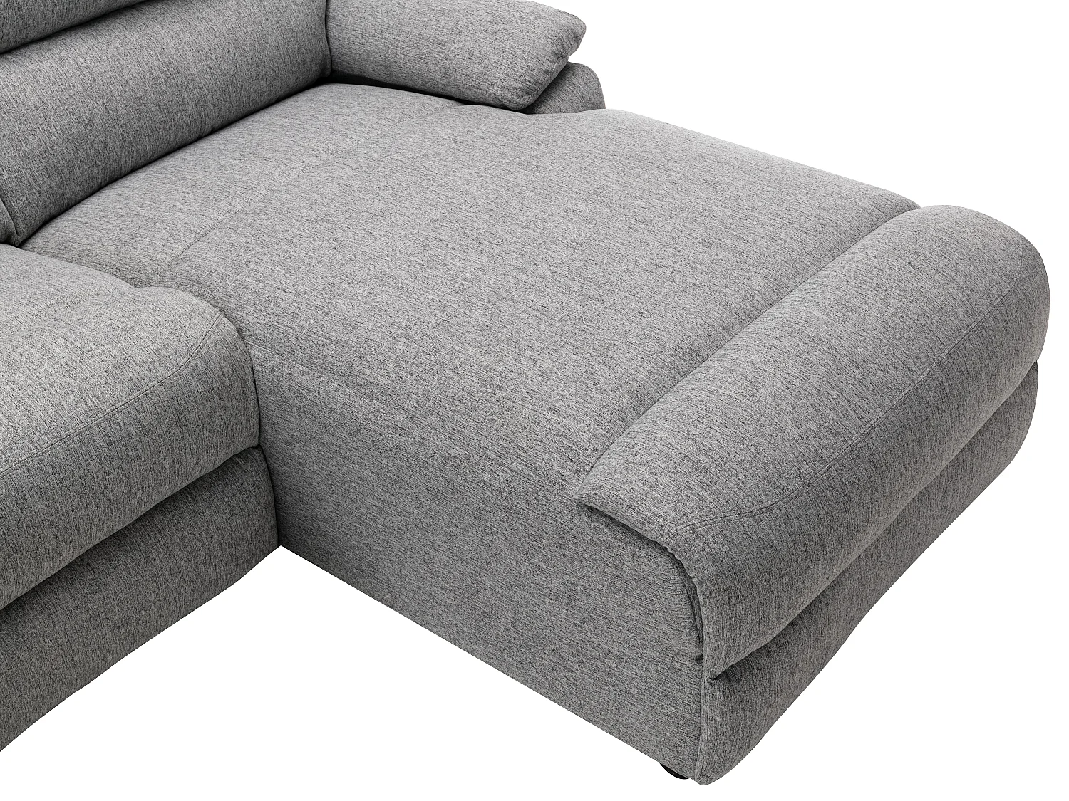 Sofá de canto direito articulado elétrico em tecido cor cinza-claro - LUNANO