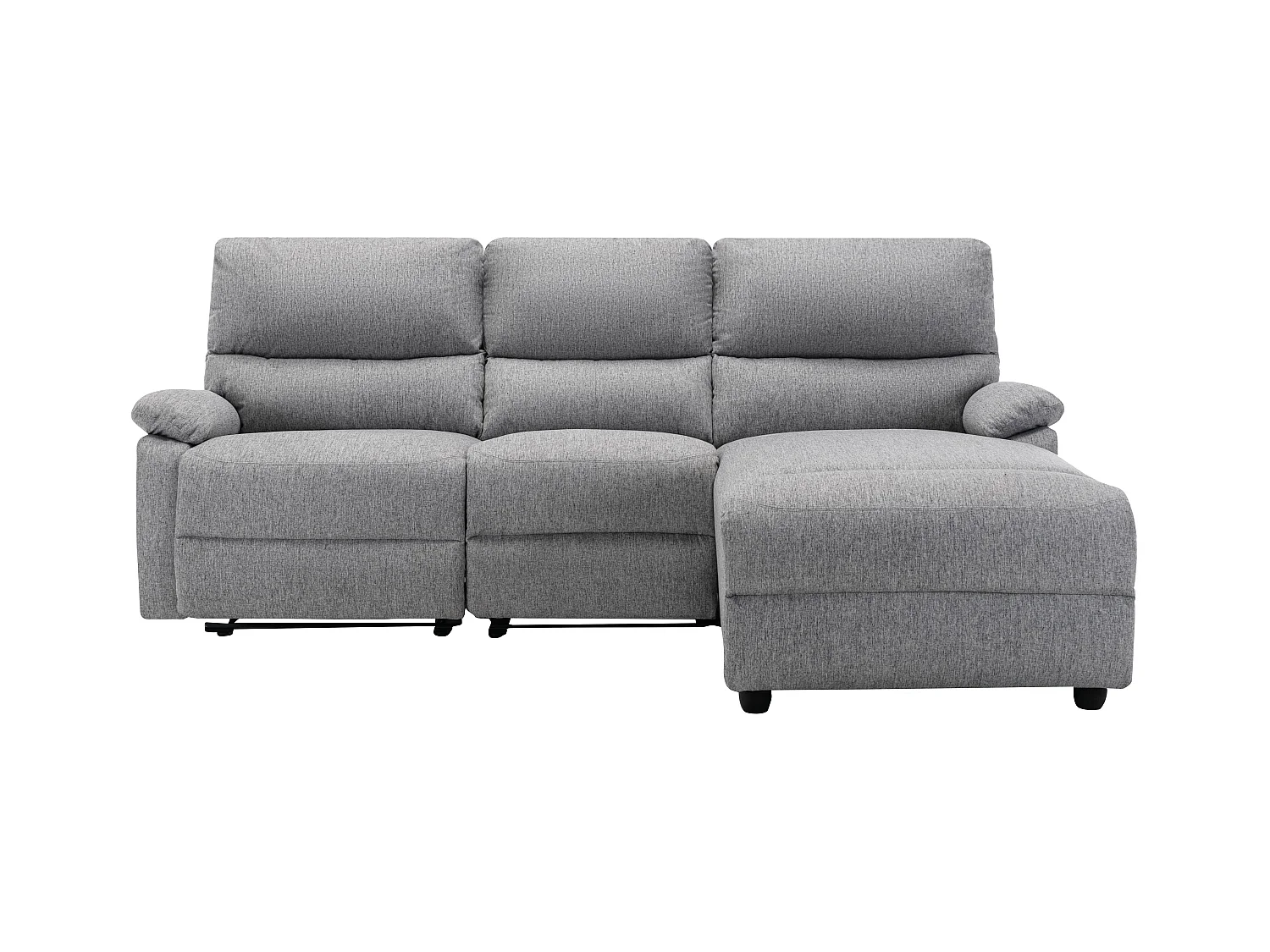 Canapé d'angle droit relax électrique en tissu gris clair LUNANO