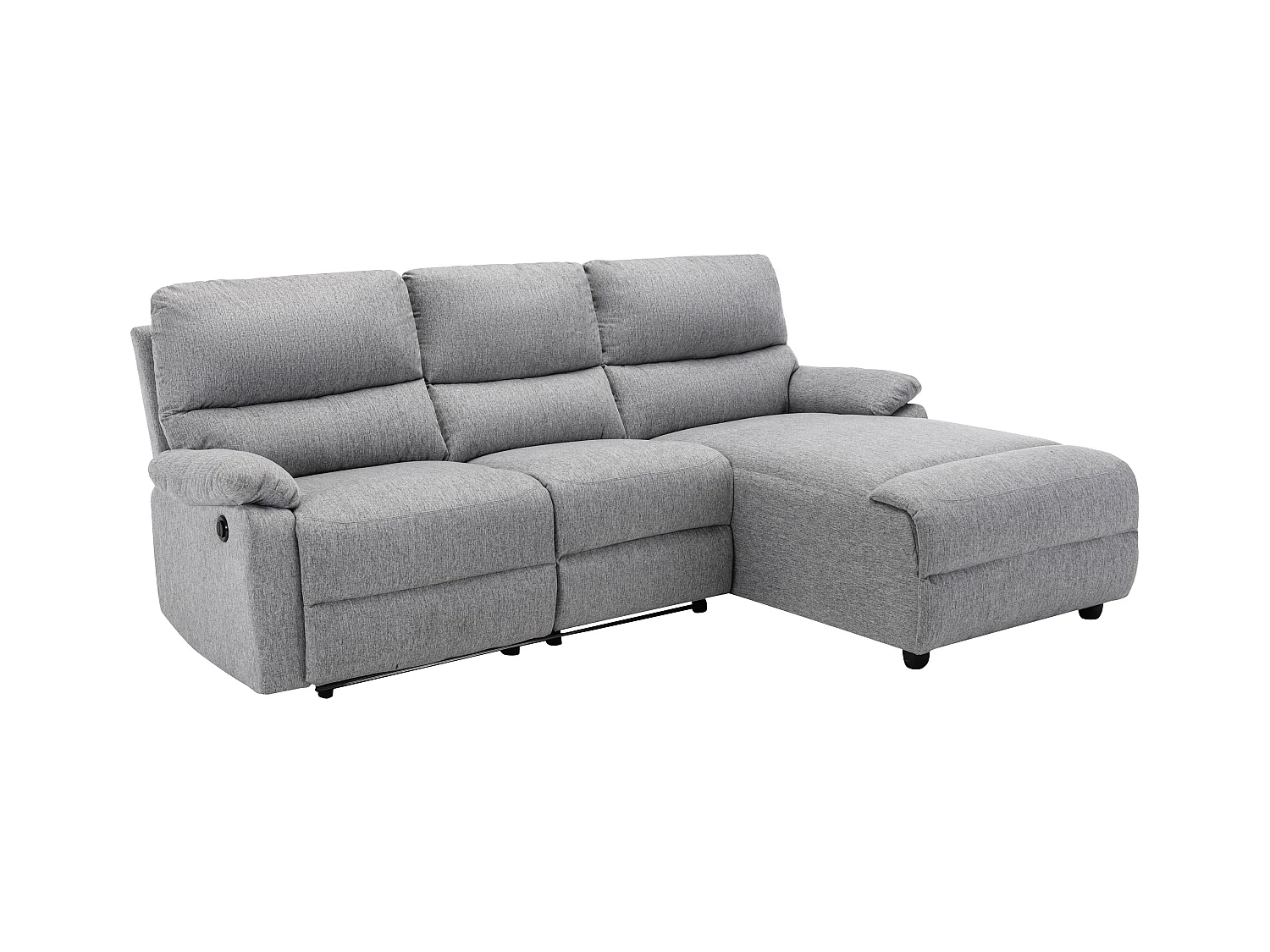 Canapé d'angle droit relax électrique en tissu gris clair LUNANO