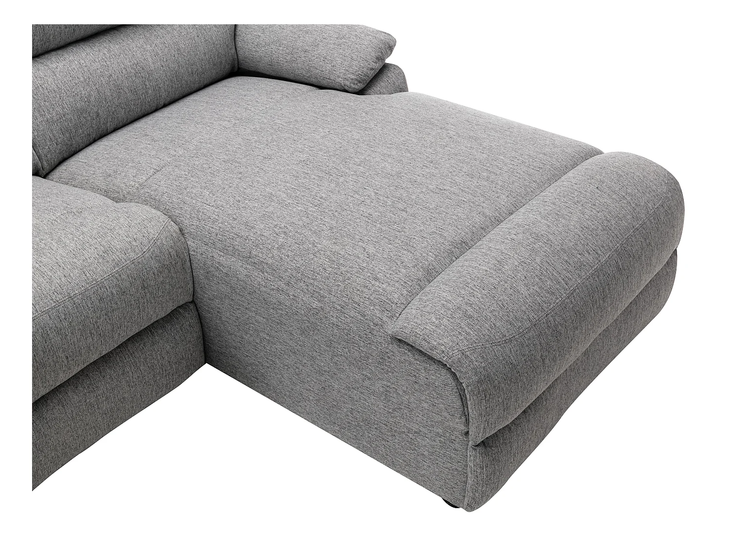 Canapé d'angle droit relax électrique en tissu gris clair LUNANO