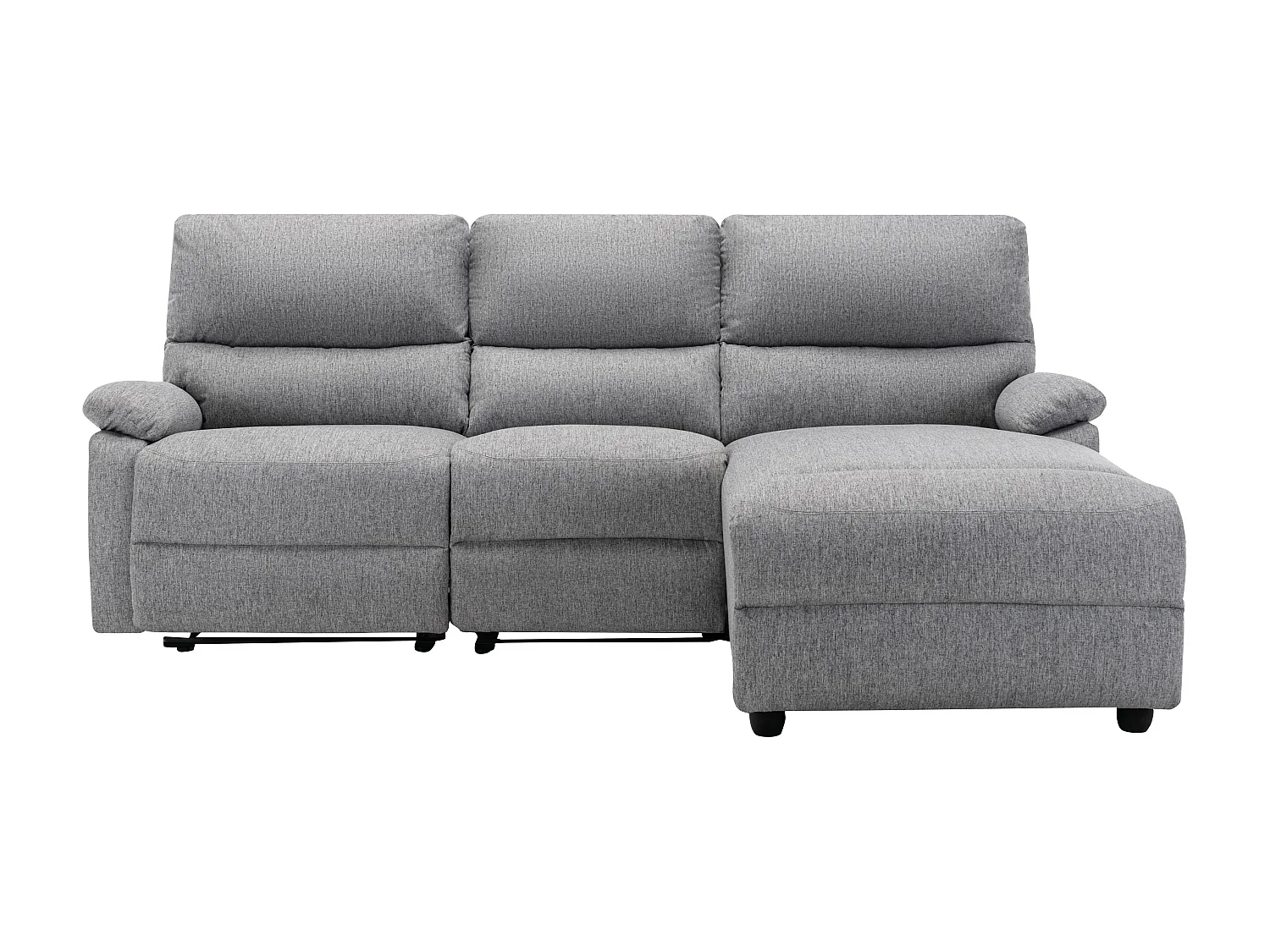 Canapé d'angle droit relax électrique en tissu gris clair LUNANO