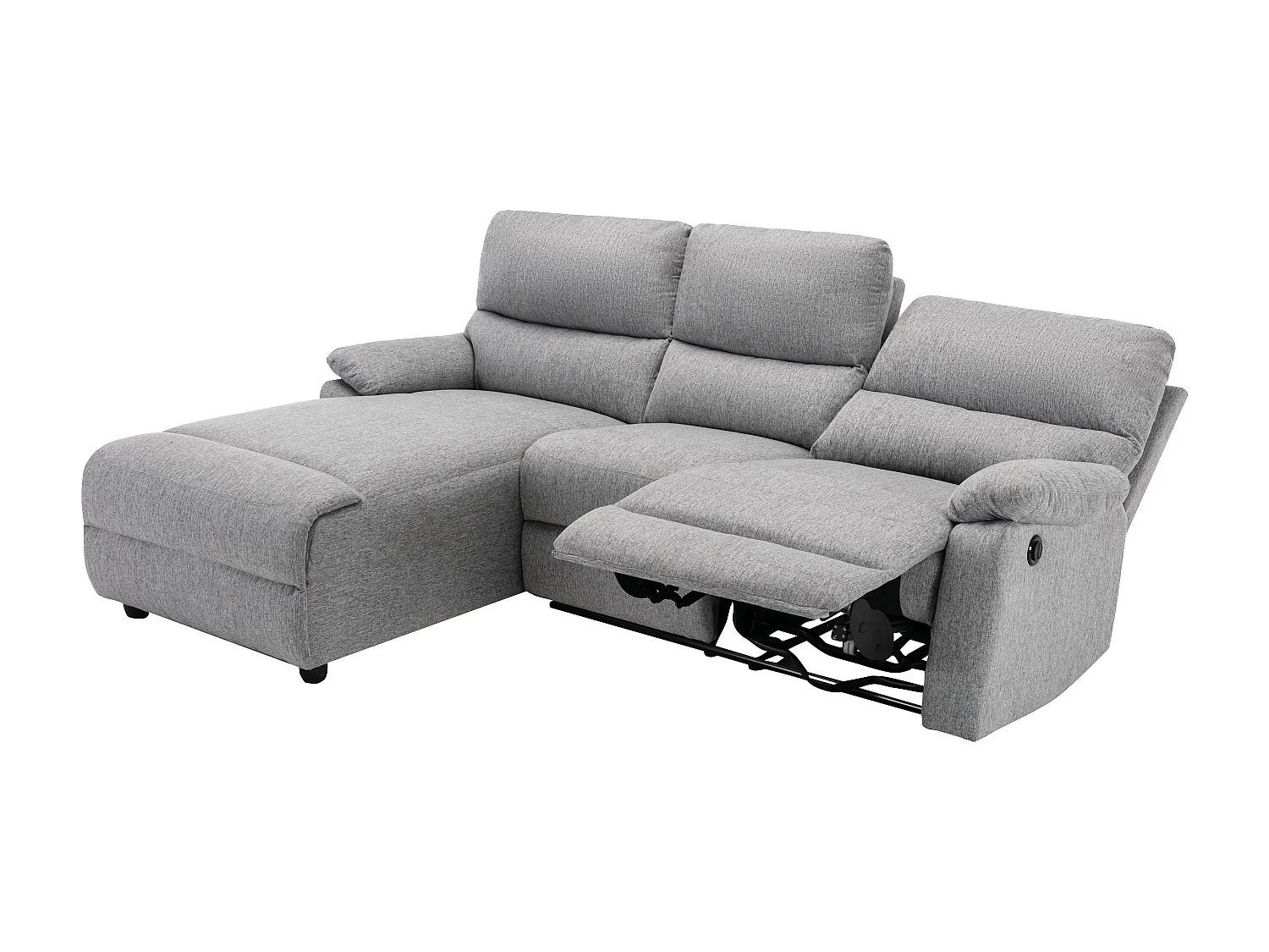 Ecksofa Relaxsofa elektrisch - Stoff - Ecke Links - Hellgrau - LUNANO