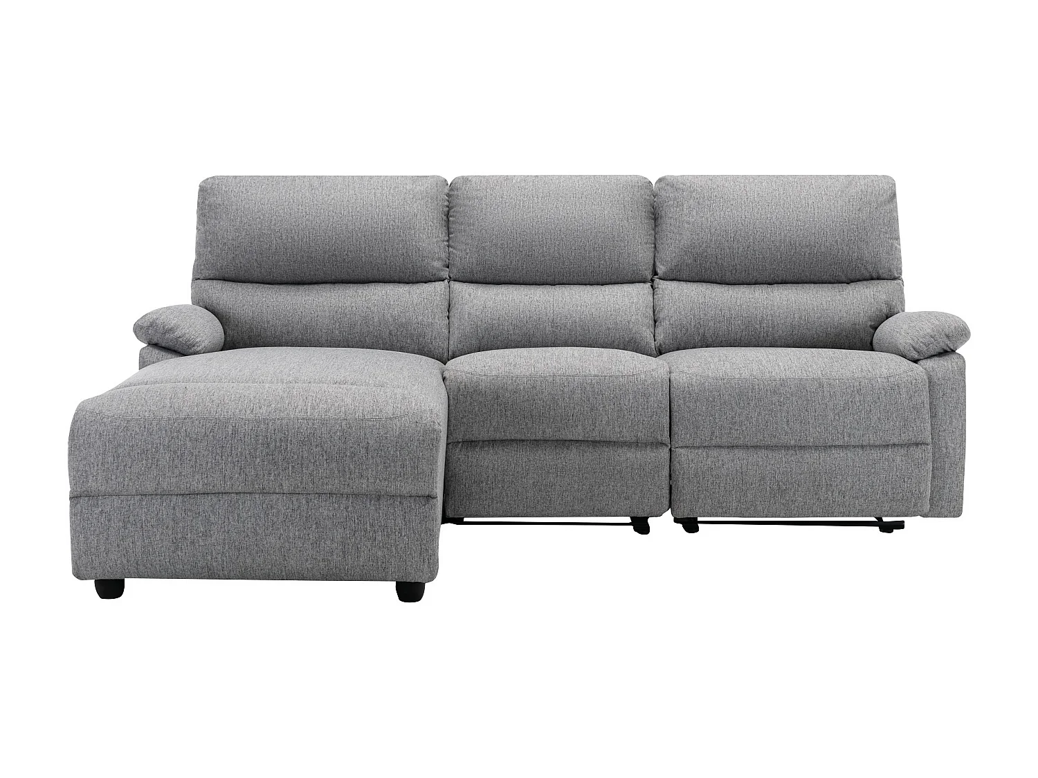 Vänster elektrisk avslappningstyp hörnsoffa i ljusgrått tyg LUNANO