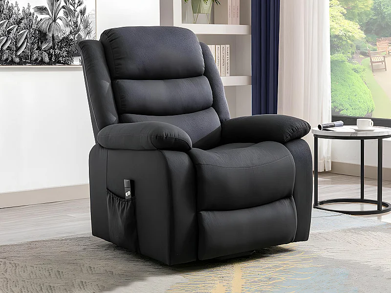 Fauteuil releveur électrique en tissu anthracite NADINE