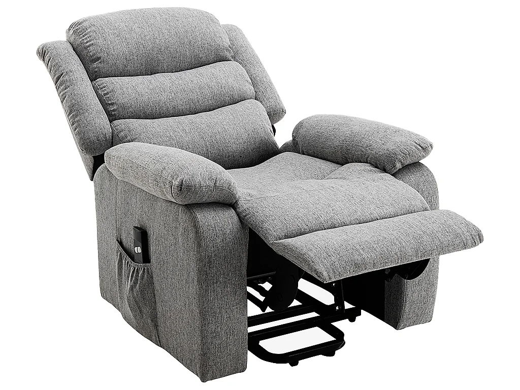 Fauteuil releveur électrique en tissu gris clair NADINE