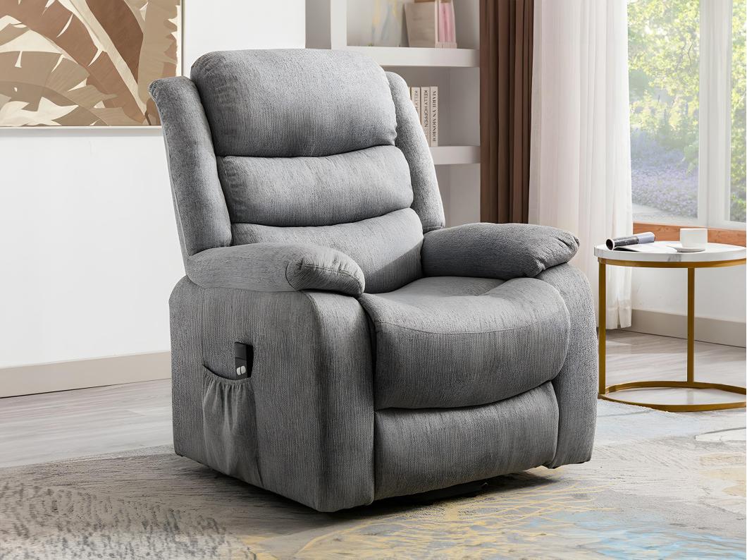 Fauteuil releveur électrique en tissu gris clair NADINE