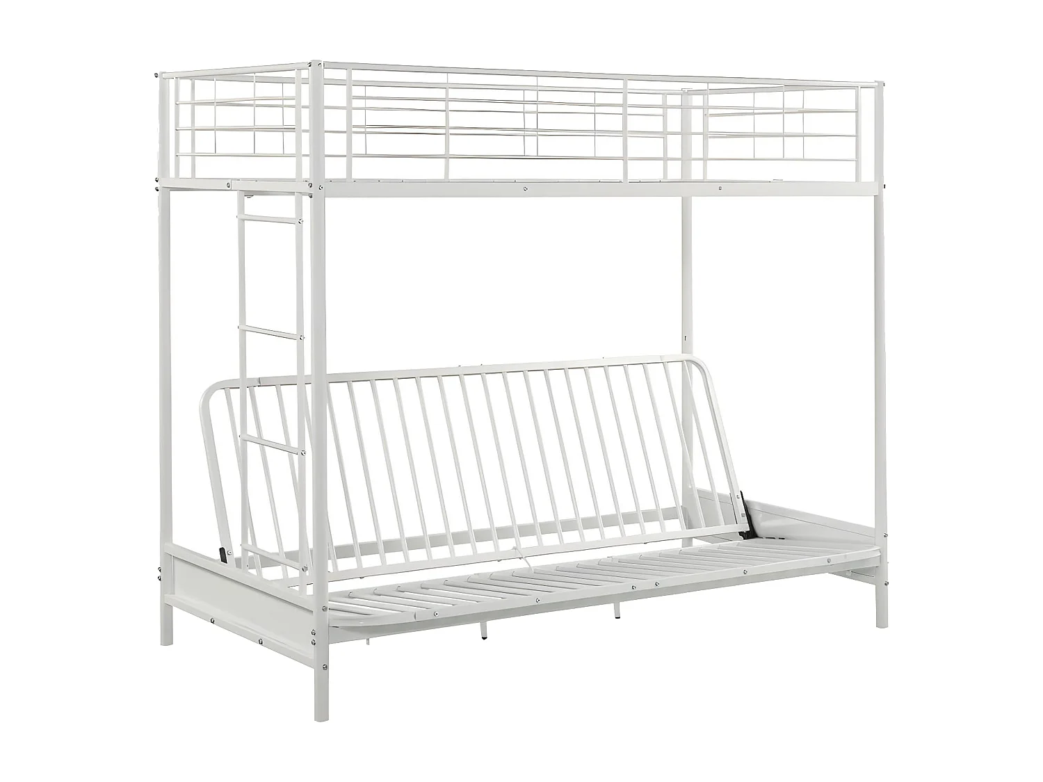 Lit mezzanine 90 x 190 cm - Avec banquette convertible - Métal - Blanc - MODULO V