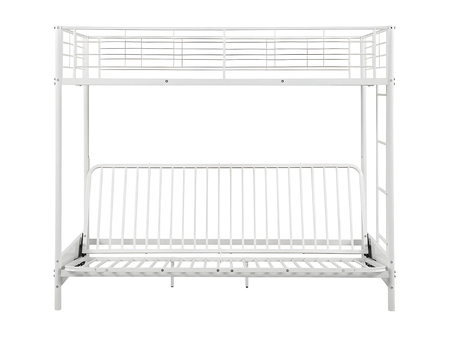 Lit mezzanine 90 x 190 cm - Avec banquette convertible - Métal - Blanc - MODULO V