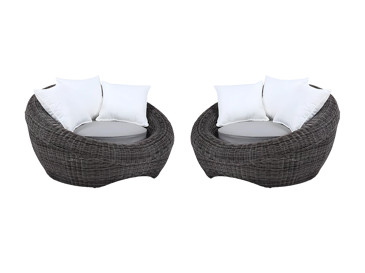 Gartensessel 2er-Set Polyrattan - Grau - WHITEHEAVEN von MYLIA