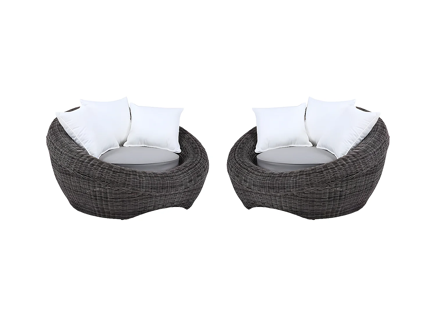Juego de 2 sillones de jardín de resina trenzada gris - WHITEHEAVEN