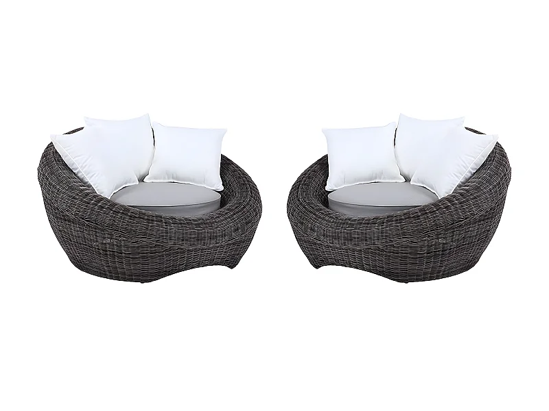 Gartensessel 2er-Set Polyrattan - Grau - WHITEHEAVEN von MYLIA