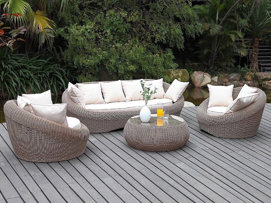 Gartensofa 3-Sitzer Polyrattan - Grau - WHITEHEAVEN von MYLIA