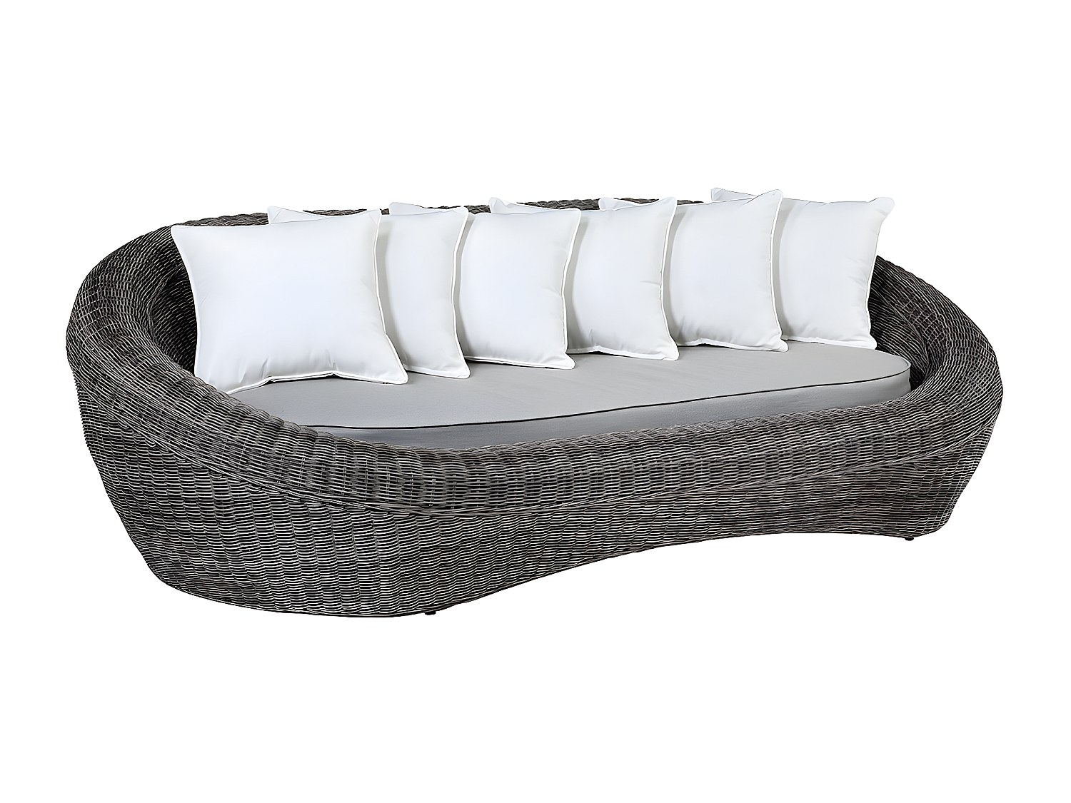 Vente-unique Gartensofa 3-Sitzer Polyrattan - Grau - WHITEHEAVEN von MYLIA 775207
