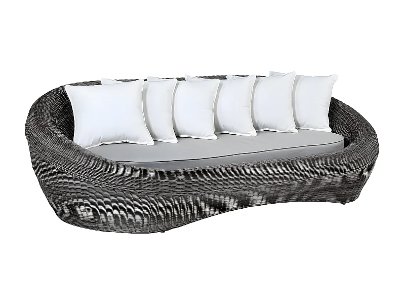 Gartensofa 3-Sitzer Polyrattan - Grau - WHITEHEAVEN von MYLIA