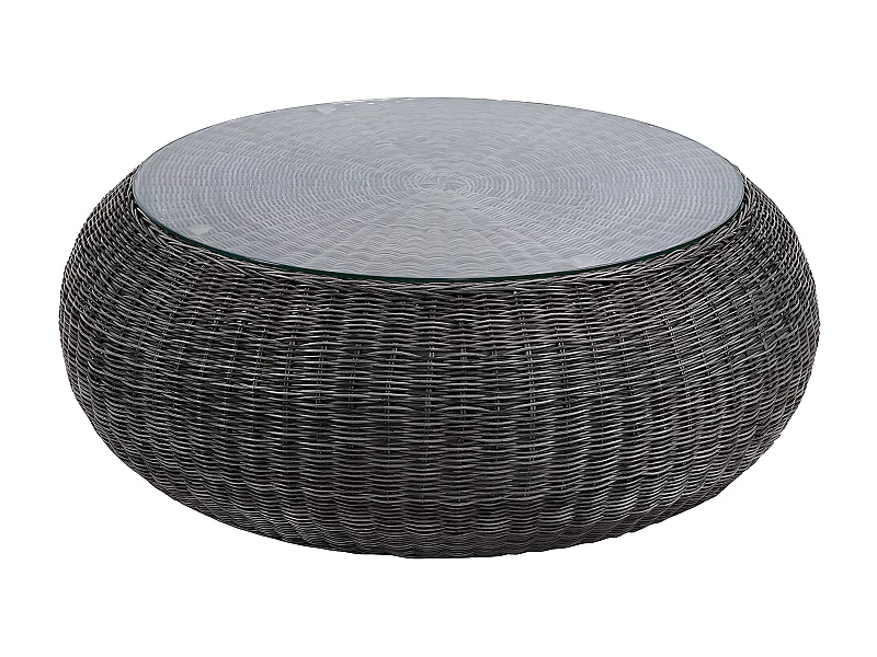 Mesa de centro de jardim em resina entrançada cor cinza - WHITEHEAVEN